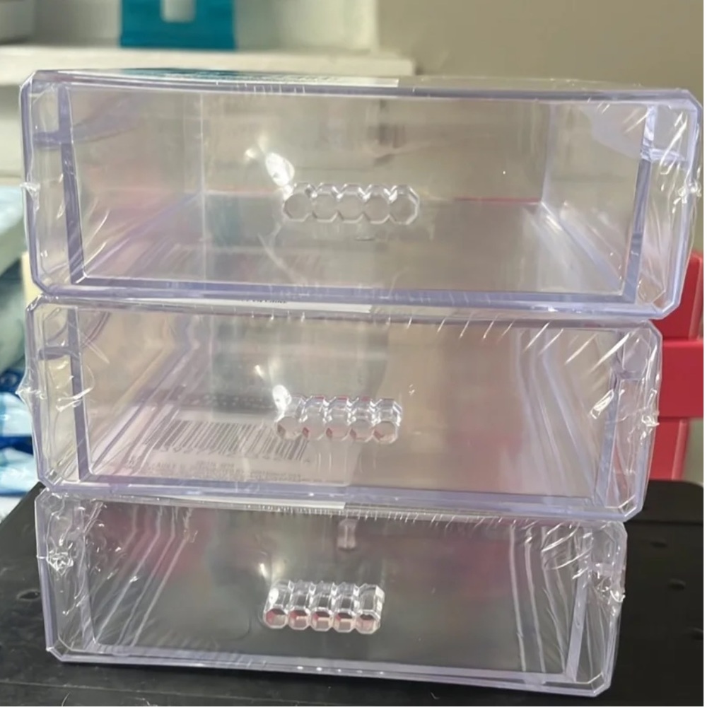 Three Stackable Organizing Drawer. Storage Essential. 5x5.43x1.75 inches.